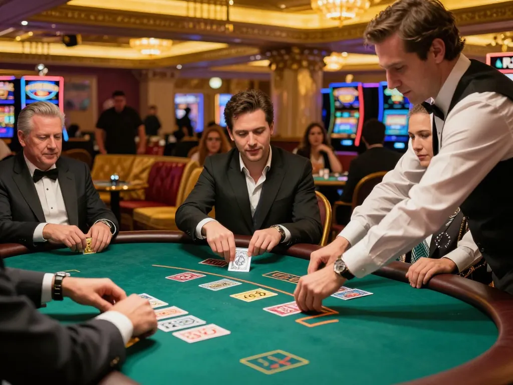 Players engaged in a high-stakes blackjack game at a Las Vegas casino featuring VA88 strategy.