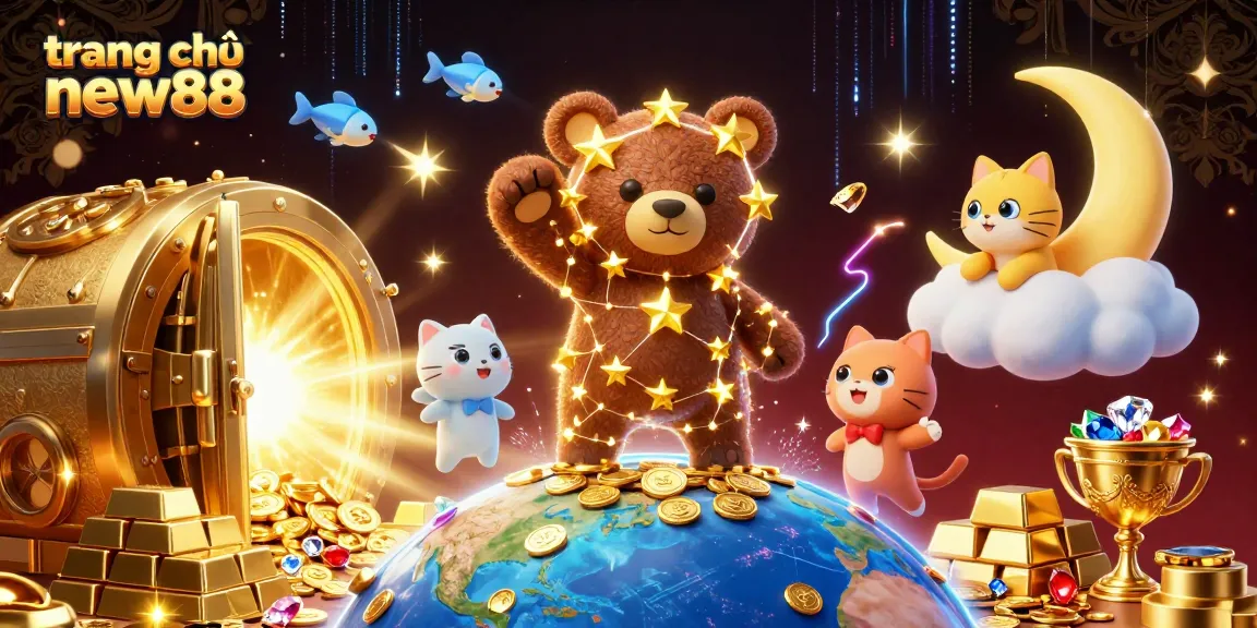 Play and win at trang chủ new88 with vibrant 3D casino elements depicting magical fortune.