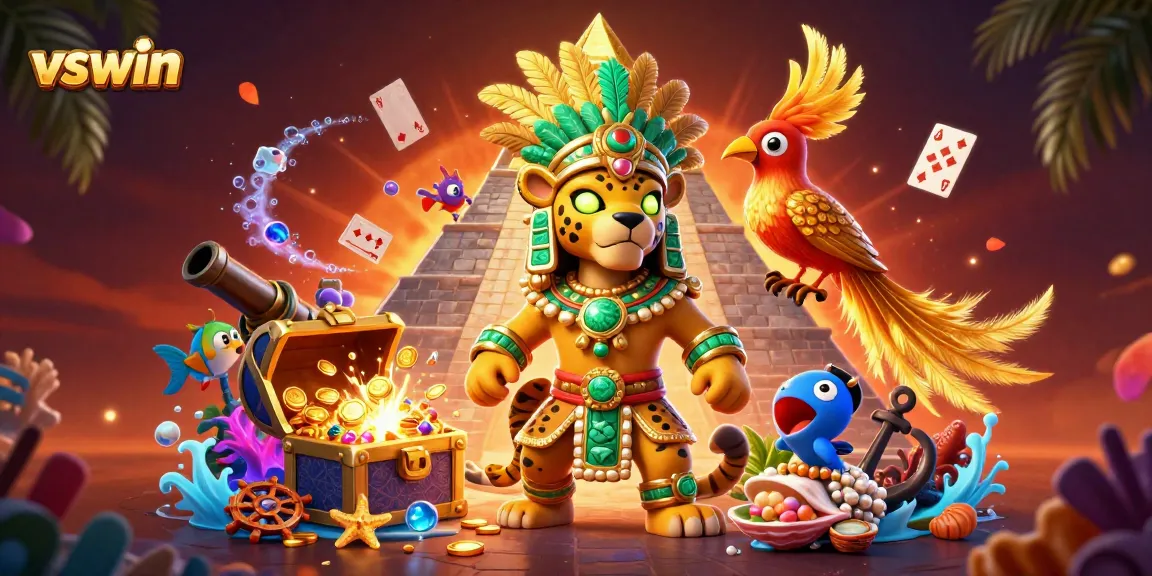 Experience thrilling gameplay at vswin with a rich 3D illustration of Mayan characters and casino elements.