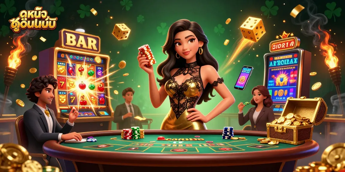 Experience ดูหนังออนไลน์ with high-stakes glamour and vibrant casino excitement in a thrilling 3D illustration.