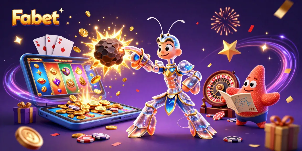 Engage with Fabet's dynamic gaming experience featuring 3D characters and vibrant casino elements.