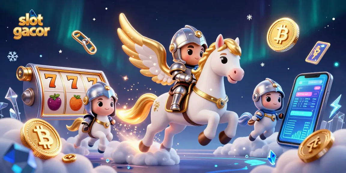 Spin the reels of slot gacor with vibrant characters and cryptocurrency symbols in a magical scene.