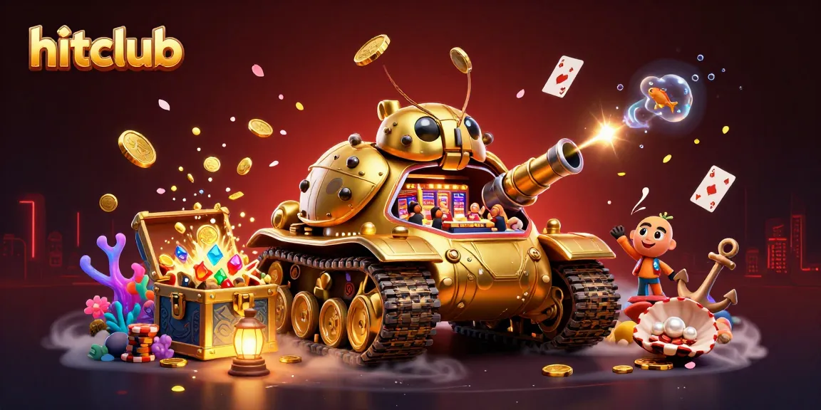 Experience the excitement at hitclub with vibrant casino-themed adventures captured in a dynamic illustration.