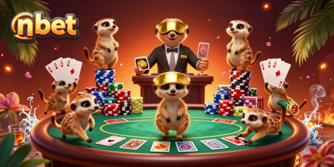 Experience thrilling gaming at n bet with meerkats hosting a vibrant casino scene.