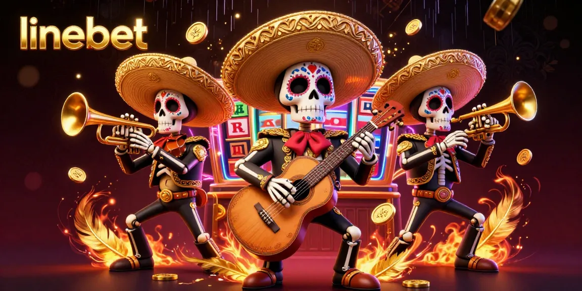 Engage with thrilling linebet experiences featuring lively mariachi skeletons in a vibrant casino setting.