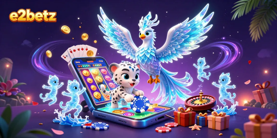 Experience thrilling slots at e2betz with vivid characters and dynamic casino elements.