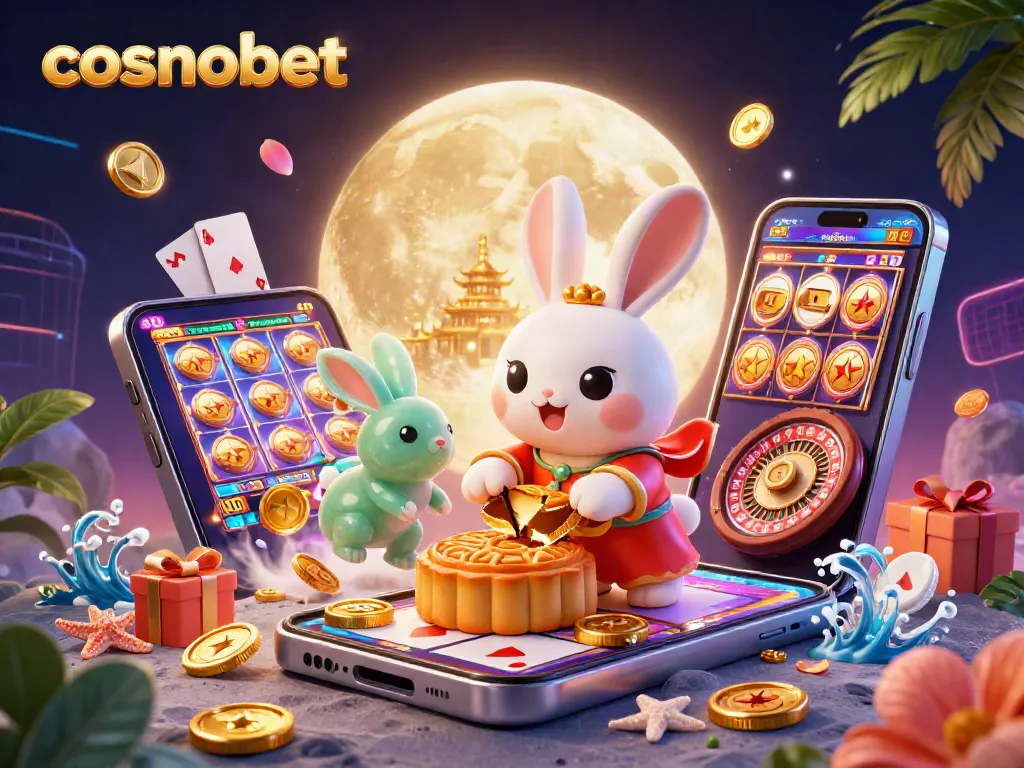 Experience exciting gameplay at Cosmobet with vibrant slot games and interactive elements in this captivating illustration.