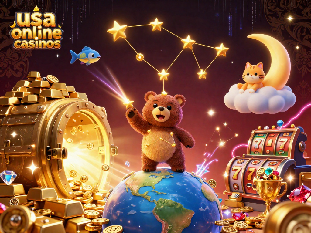 Engage with the vibrant world of usa online casinos featuring a constellation bear and treasures.