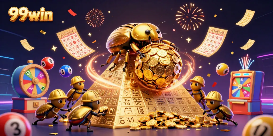 Experience thrilling games at 99win, illustrated with dynamic lottery elements and vibrant colors.