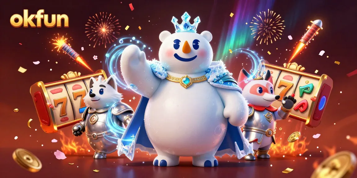 Experience thrills at okfun's vibrant casino with 3D animated characters celebrating exciting wins!