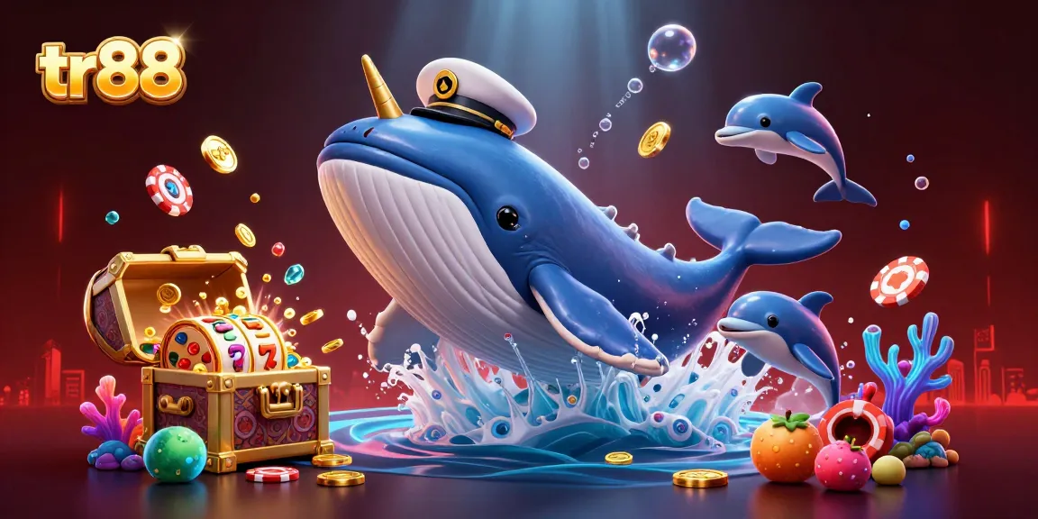 tr88 players enjoy a vibrant underwater casino scene with jackpot reels, playful dolphins, and treasures