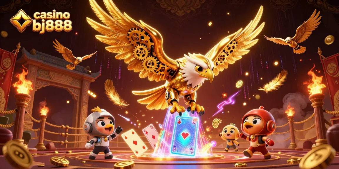 Experience the excitement of casino bj888 with our vibrant 3D eagle illustration showcasing thrilling gaming action.