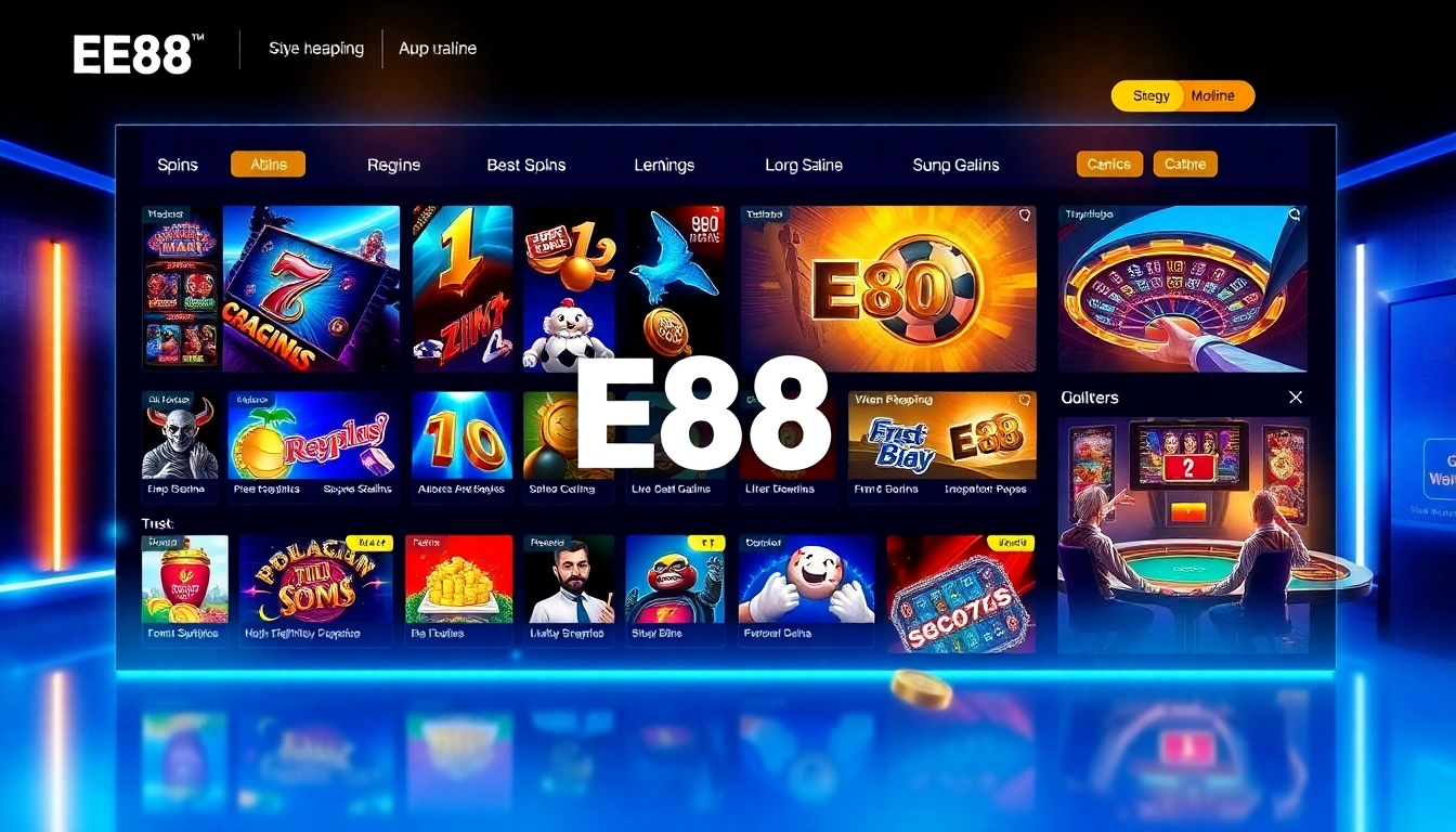 E88 online casino interface showcasing exciting gaming options and user-friendly design.