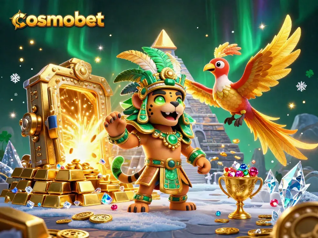 Experience the excitement at Cosmobet with vibrant casino elements and dynamic characters.
