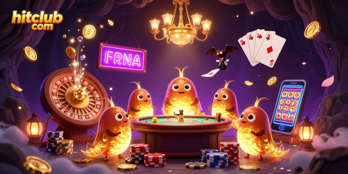 Engage with hitclub com's vibrant casino experience illuminated by glowing glowworms and dynamic game elements.