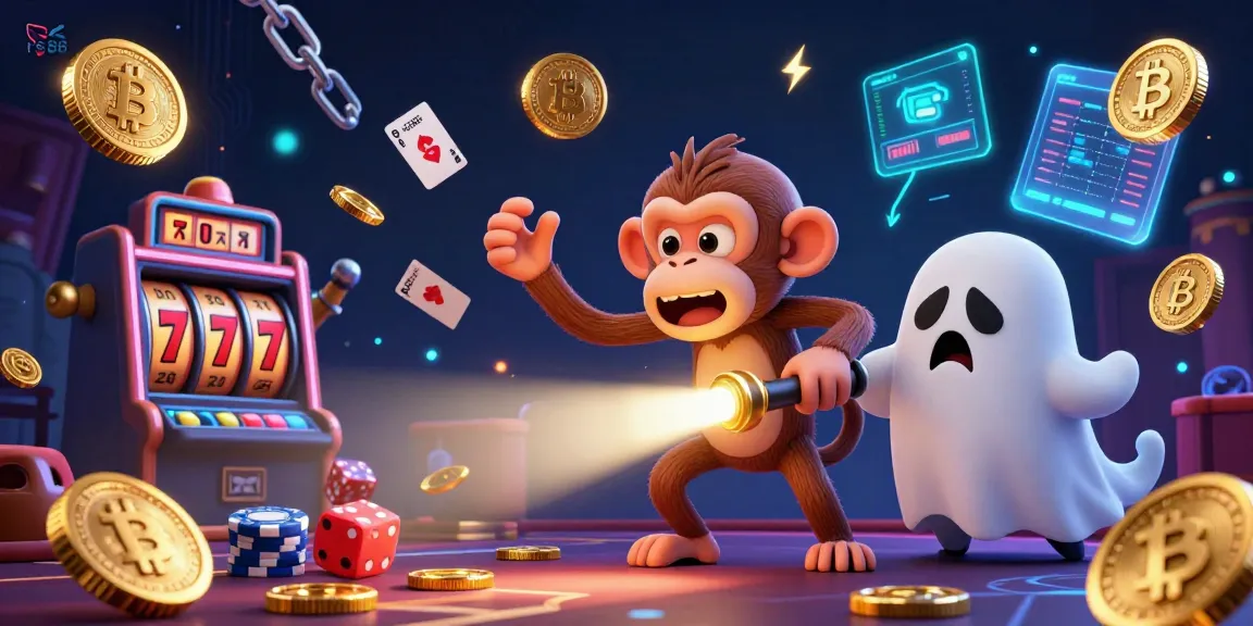 Experience the thrill of rs88 with a playful poltergeist monkey surrounded by vibrant casino elements.