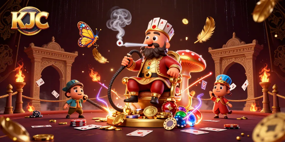 KJC leads thrilling poker adventures, showcasing an engaging casino scene with vibrant characters and lively game elements.