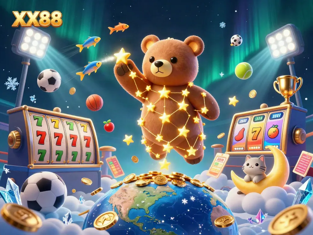Experience thrilling jackpots with XX88 among 3D casino characters and vibrant gaming elements.