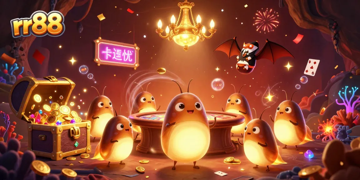 Experience winning thrills at rr88 with a dynamic cave casino scene illuminated by glowworms.