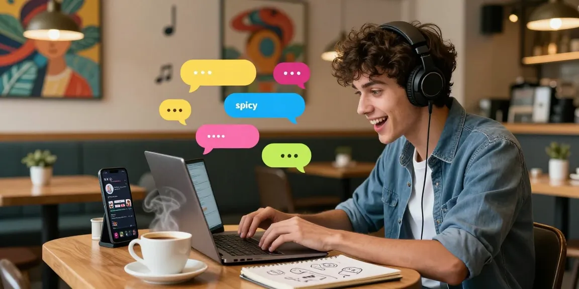 Engaging spicy chat interaction in a vibrant digital café.