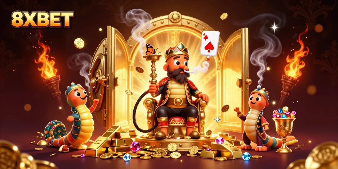 Engage in exciting gameplay with 8XBET featuring a vibrant gaming scene filled with treasure and characters.