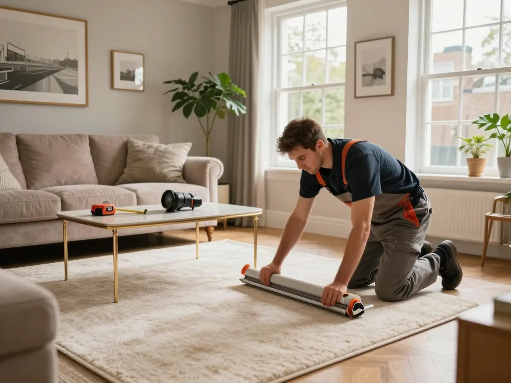 Professional carpet fitting services West London in a cozy living room environment.