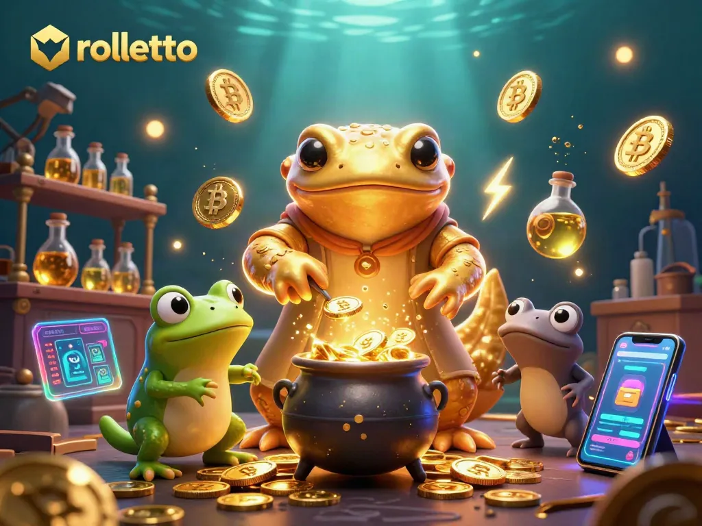 Join Rolletto and immerse yourself in thrilling casino action with golden coins and crypto elements.