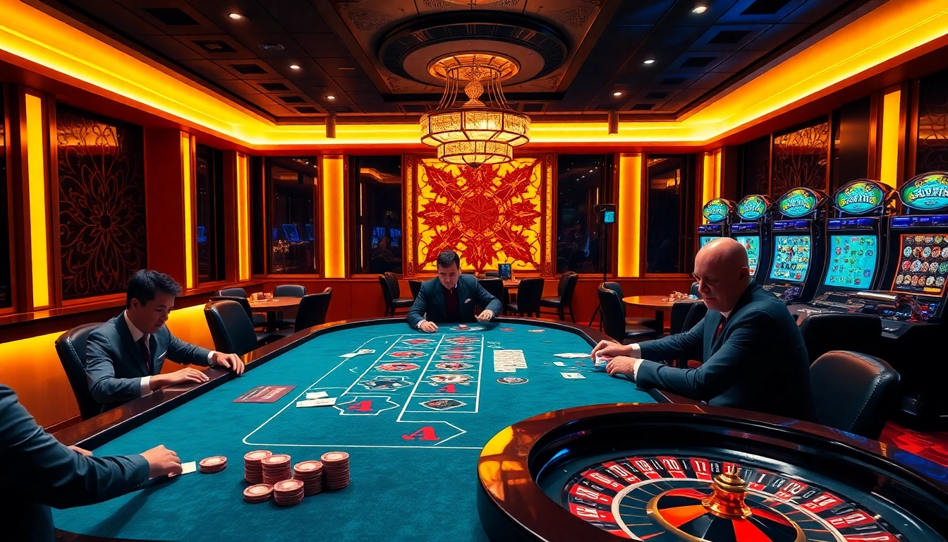 Experience the thrill of rikvip with dynamic casino gaming, including poker tables and vibrant slot machines.