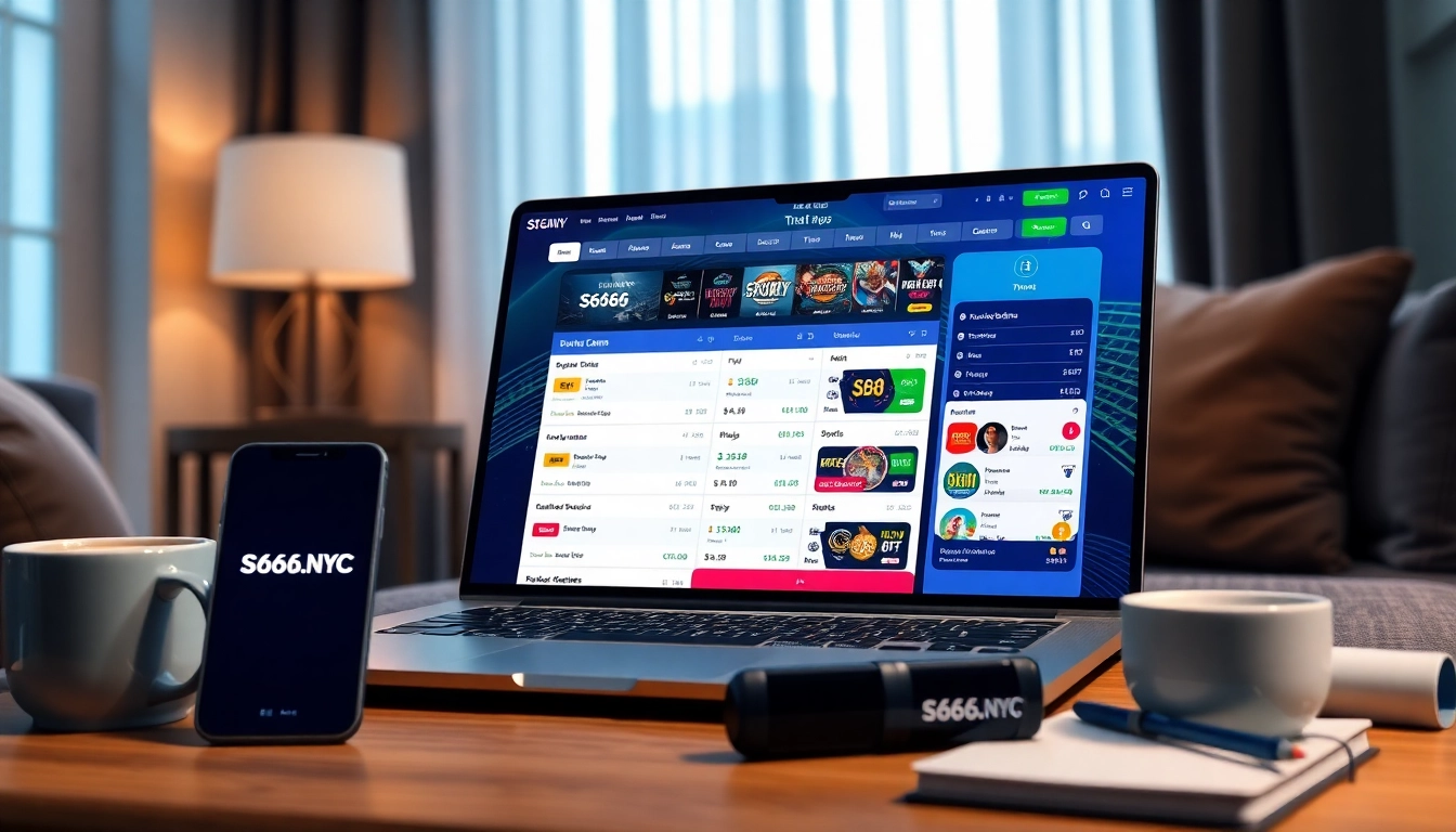 S666.NYC online betting platform displayed on a laptop in a cozy setting.