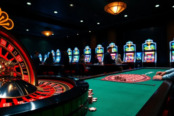 Experience the excitement of tải LUCK8 with vibrant casino elements like roulette wheels and poker chips.