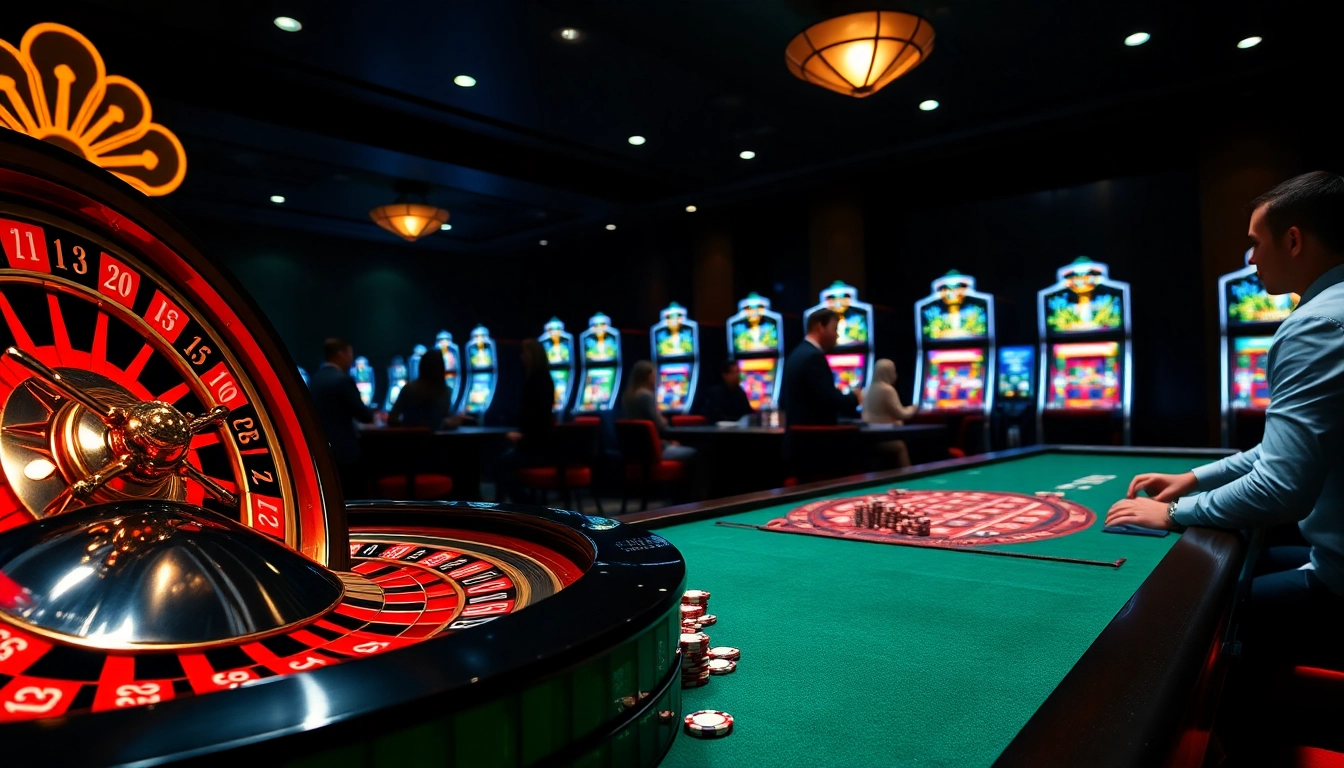 Experience the excitement of tải LUCK8 with vibrant casino elements like roulette wheels and poker chips.