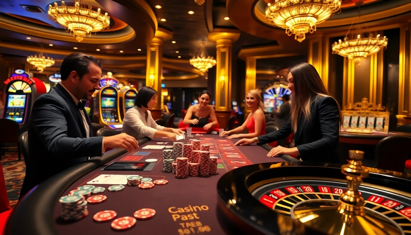 Engage with the thrilling casino atmosphere at https://ta88.de.com/ featuring vibrant poker chips and players at the table.