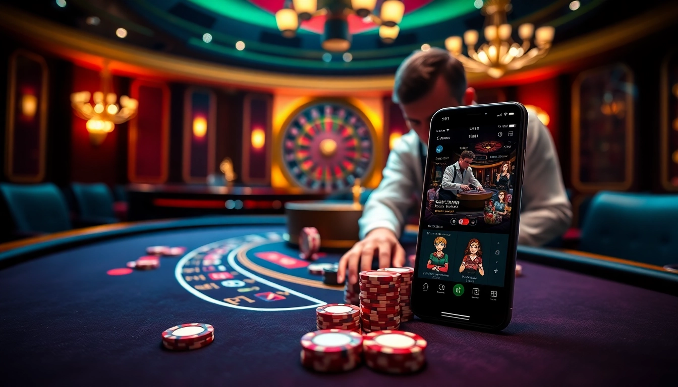 Experience intense gaming action at rikvip.gb.net with a luxurious casino scene featuring blackjack and roulette.