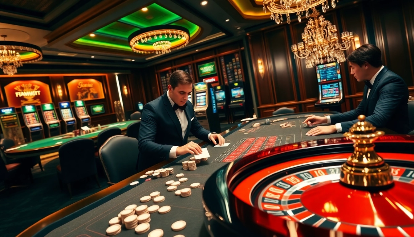 Experience the excitement of 888now with casino professionals at stylish gaming tables.