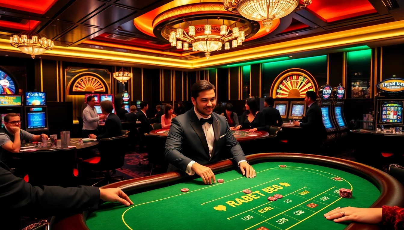 Experience thrilling baccarat gameplay at red88's luxurious casino with engaging dealers and vibrant atmosphere.