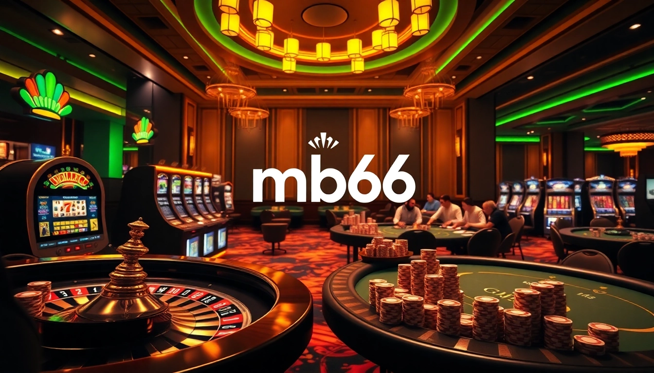 Engaging gamblers at mb66 with vibrant slot machines and a glamorous casino atmosphere.