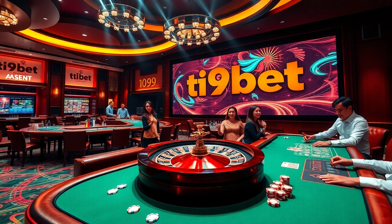 Experience excitement with tải i9bet in a vibrant casino setting featuring poker and roulette.