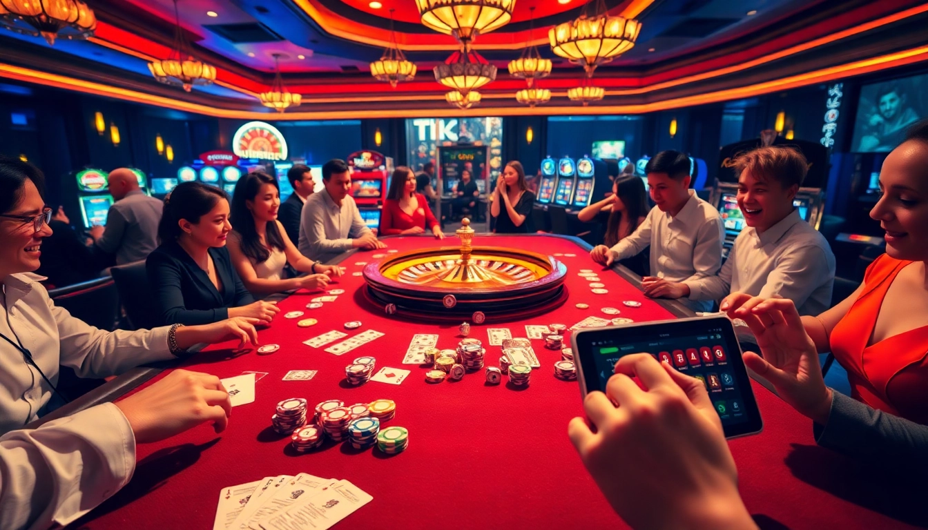 Engage with Nhà cái TG88 at a luxurious casino gaming table with cards and chips.