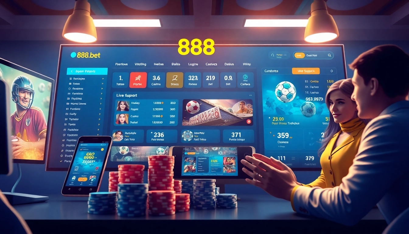 Engaging visual of 888b.bet online gambling interface with user-friendly design elements.