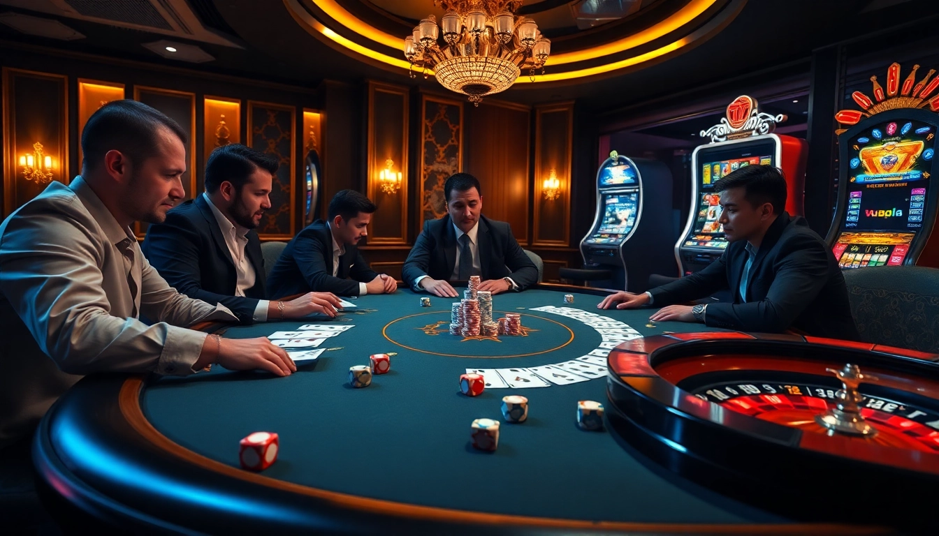 Players strategizing at a poker table while enjoying the excitement of uu88 gambling.