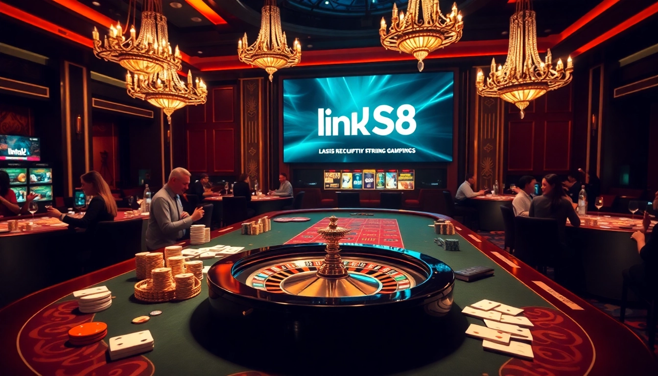 Engaging casino scene featuring diverse gaming options, including the link s8 logo.