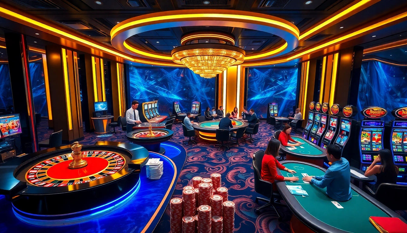 Experience the excitement of RR88 linh with vibrant tables, thrilling games, and ecstatic players in a premium casino environment.