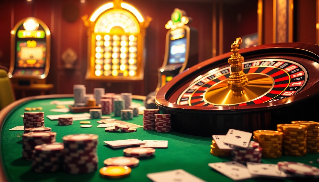 S8 casino scene showcasing luxurious gaming tables, poker chips, and roulette wheels.