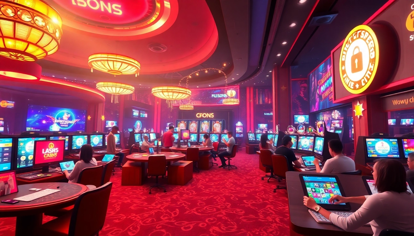 Exciting online gaming hub scene representing go-88.us.com with vibrant casino elements.