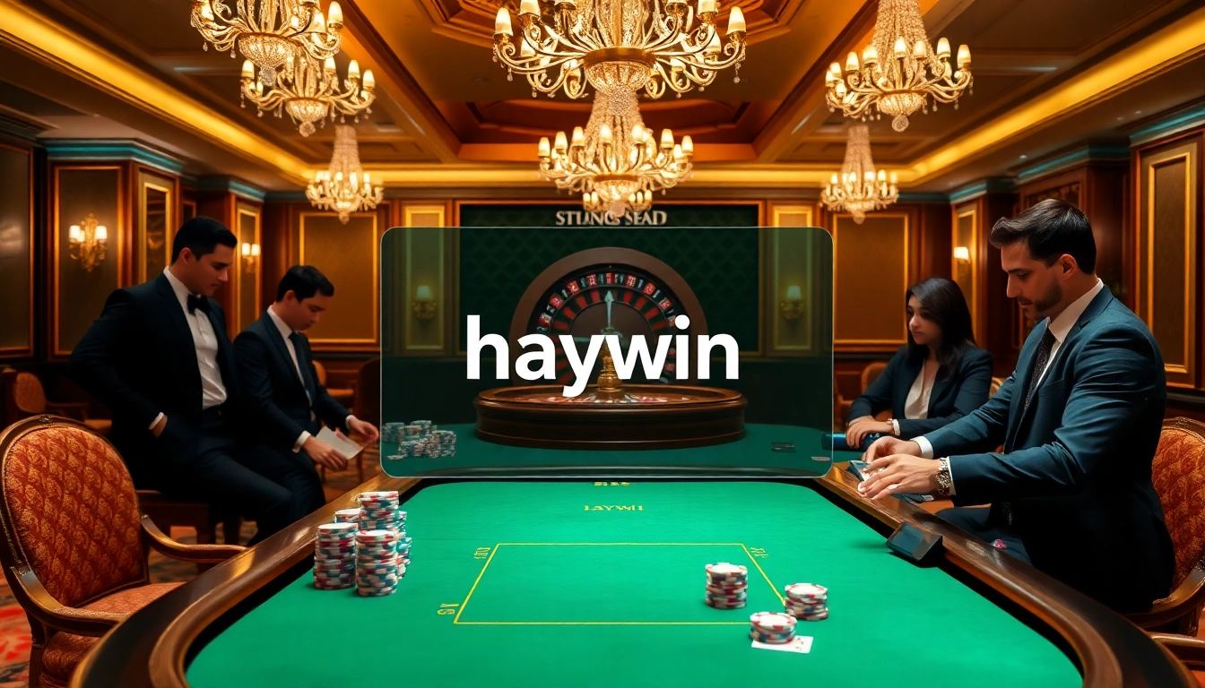 Engage in thrilling casino action with haywin chips stacked on a poker table.