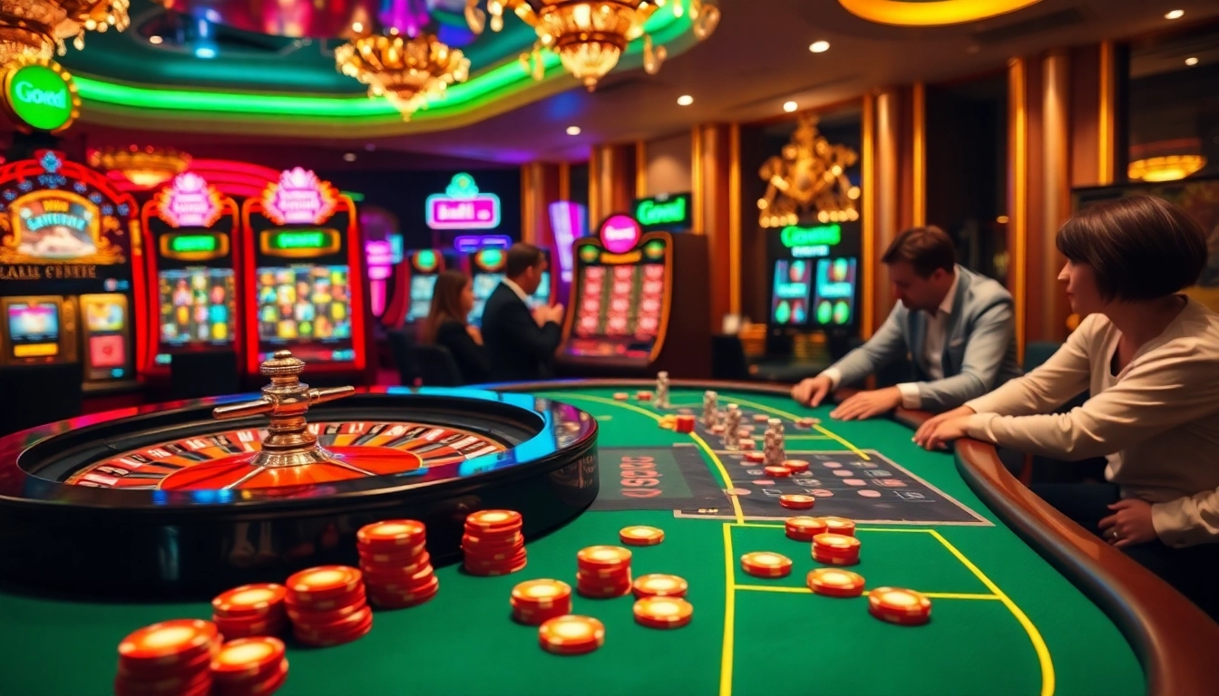 Exciting gameplay scene at Good88 casino featuring poker chips and a roulette wheel.