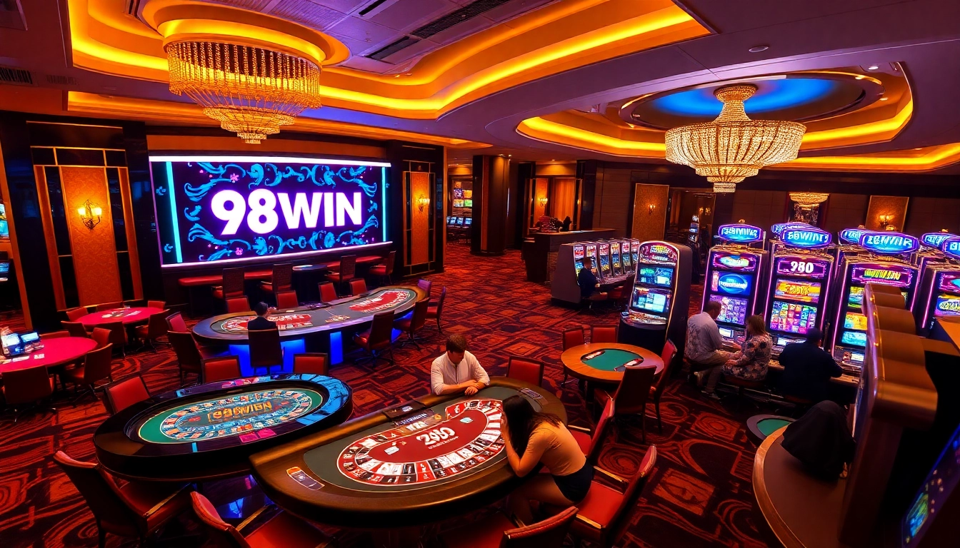Experience the thrill of gaming at 98WIN casino with vibrant tables and lively players.