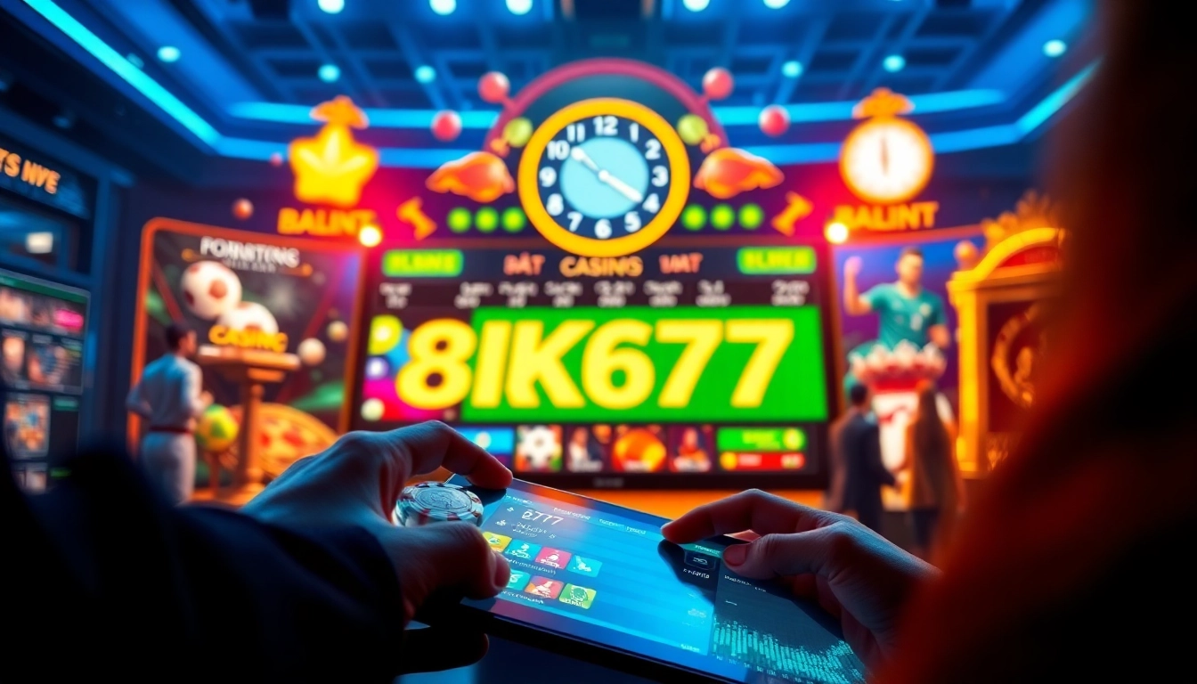 Experience the excitement of 8kbet 7777, a modern online betting platform with engaging graphics.