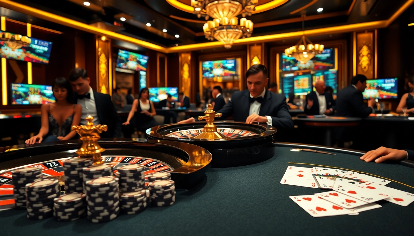 Engaged players enjoying the thrill of winning at https://tg88.to/ in a luxury casino setting.