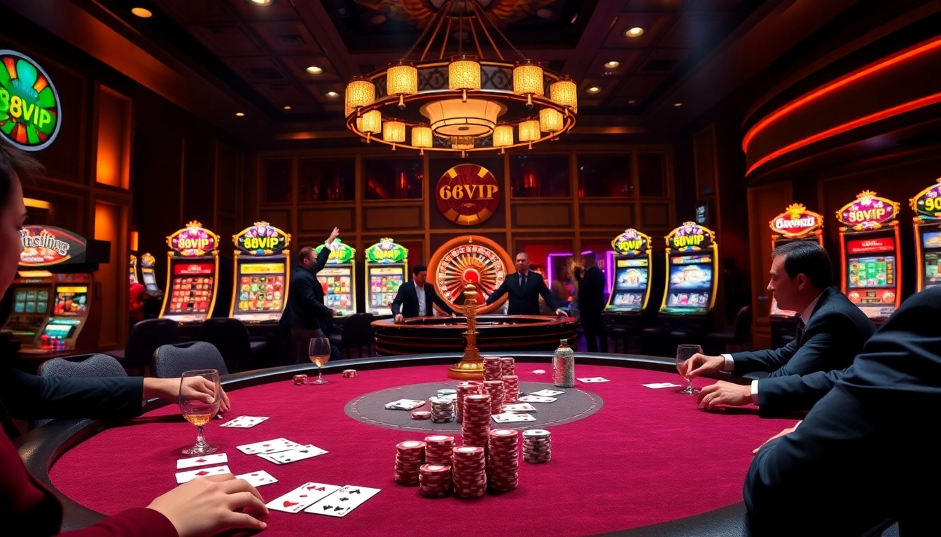 Experience the thrilling ambiance of 68VIP, where luxury meets excitement in a vibrant casino scene.